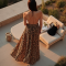 Romantic Animal Print Backless Pleated Maxi Skirt