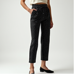 Vintage Polka Dot Tea Length High-Waisted Trousers