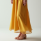 Mustard Yellow Double-Breasted Chiffon Satin Slip Skirt