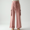 Pastel Pink Cashmere Blend Belted Cargo Pants