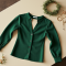 Emerald Green Houndstooth Cut-Out Blouse