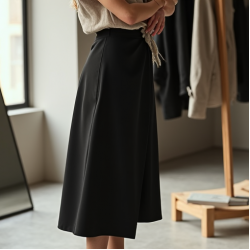 Classic Black Wrap Wrap Front Skirt