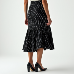 Modern Urban Polka Dot Corset Waist Wrap Front Skirt