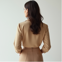 Oatmeal Chiffon Double-Breasted Crop Top