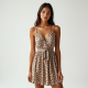 Romantic Animal Print Belted Camisole Dress