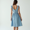 Sky Blue Linen Blend Corset Waist Tea Dress