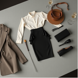 Korean Chic Solid Color Ruffled High-Waist Pencil Skirt