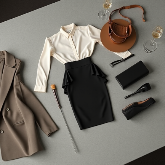 Korean Chic Solid Color Ruffled High-Waist Pencil Skirt