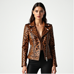 Romantic Animal Print Belted Biker Jacket