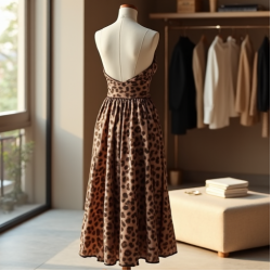 Romantic Animal Print Belted Satin Slip Skirt