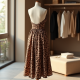 Romantic Animal Print Belted Satin Slip Skirt