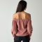 Dusty Rose Corduroy Cowl Neck Off-Shoulder Top