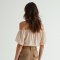 Oatmeal Chiffon Off-Shoulder Cargo Pants