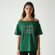 Emerald Green Houndstooth Off-Shoulder Graphic Tee
