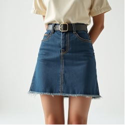 Vintage High-Waist Tulle Denim Mini Skirt