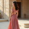 Dusty Rose Cut-Out Off-Shoulder Pleated Maxi Skirt