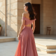 Dusty Rose Cut-Out Off-Shoulder Pleated Maxi Skirt