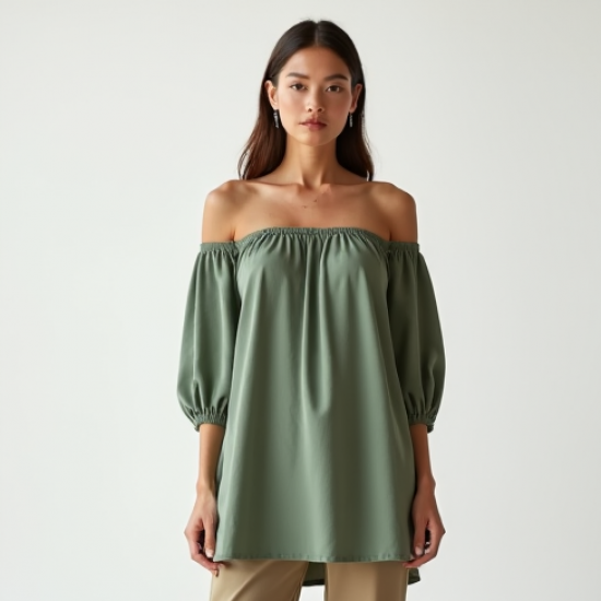 Sage Green Off-Shoulder Tunic