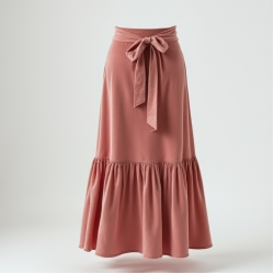 Pastel Pink Tiered Velvet Wrap Front Skirt
