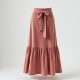 Pastel Pink Tiered Velvet Wrap Front Skirt