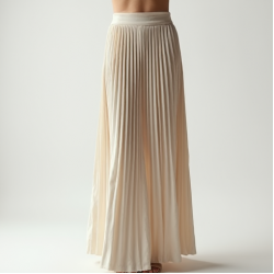 Ivory White Velvet Split Thigh Pleated Maxi Skirt