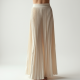 Ivory White Velvet Split Thigh Pleated Maxi Skirt