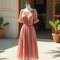 Retro Pleated Georgette Tea Dress