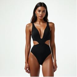 Midnight Black Animal Print Cut-Out Bodysuit