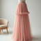 Pastel Pink Ruffled Tulle Pleated Maxi Skirt