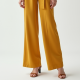Mustard Yellow Double-Breasted Chiffon High-Waisted Trousers