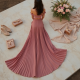 Dusty Rose Cut-Out Off-Shoulder Pleated Maxi Skirt