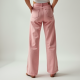 Pastel Pink Gingham Backless Straight Jeans