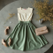 Sage Green Square Neck Satin Wrap Front Skirt