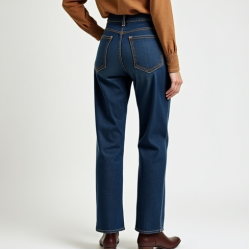 Boho Smocked Wool Blend Straight Jeans