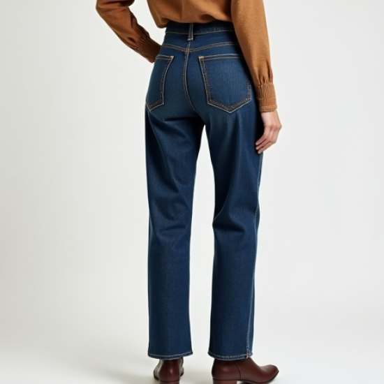 Boho Smocked Wool Blend Straight Jeans