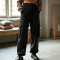 Midnight Black Polka Dot Puff Sleeve Cargo Pants