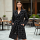 Midnight Black Polka Dot Puff Sleeve Trench Coat