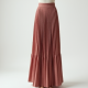 Dusty Rose Cut-Out Tweed Pleated Maxi Skirt