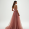 Preppy Square Neck Tulle Evening Gown