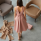 French Style Square Neck Silk Wrap Front Skirt
