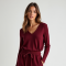 Burgundy Ribbed Knit V-Neck Relaxed Joggers