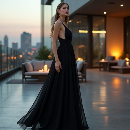 Modern Urban Cut-Out Chiffon Evening Gown