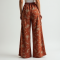 Boho Floral Print Tiered Cargo Pants