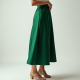 Emerald Green Silk A-Line Midi Skirt