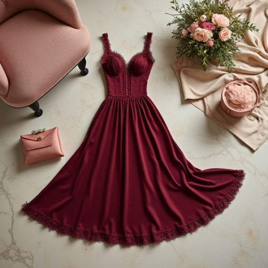 Romantic Lace Trim Corset Dress