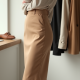 Oatmeal Chiffon Double-Breasted High-Waist Pencil Skirt