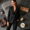 Classic Black Wrap Tailored Blazer