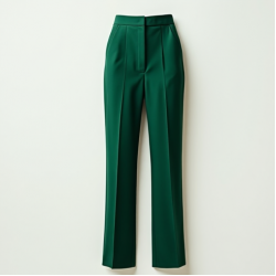 Emerald Green Silk High-Waisted Trousers
