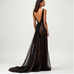 Romantic Animal Print Backless Evening Gown