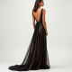 Romantic Animal Print Backless Evening Gown
